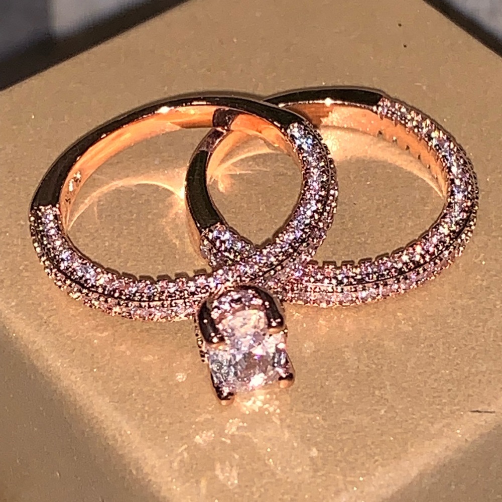 Rose Gold pave rings